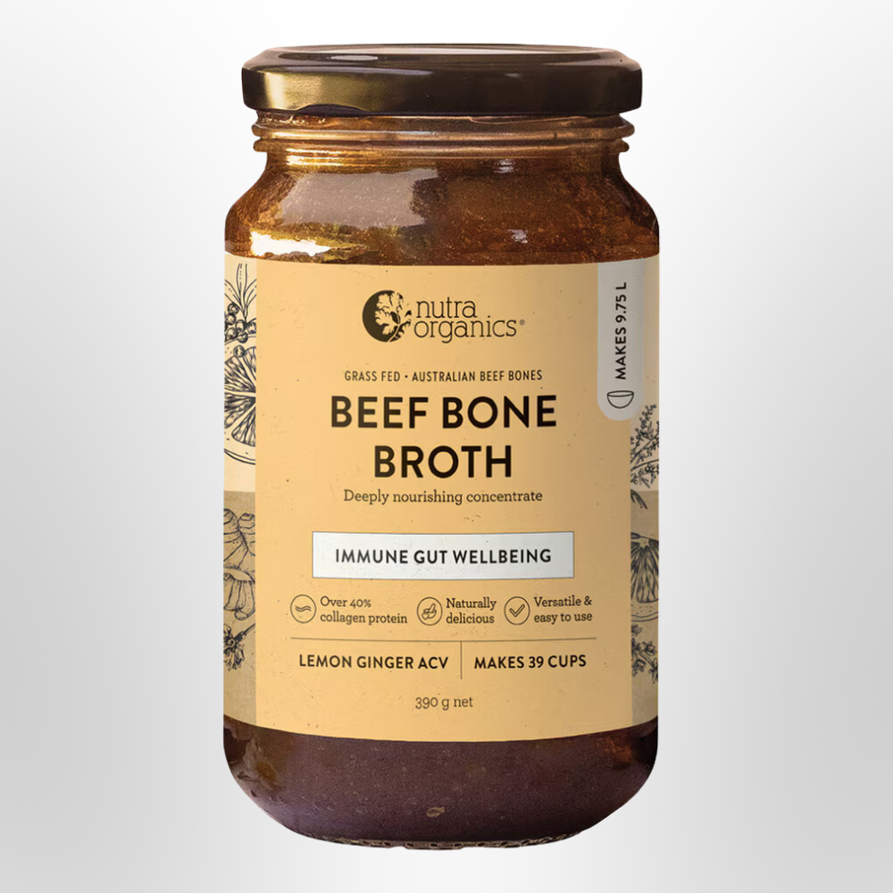 Lemon Ginger ACV Beef Bone Broth 390g NUTRA ORGANICS